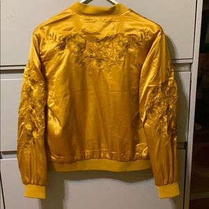 GOLD FLORAL BOMBER JACKET SIZE S